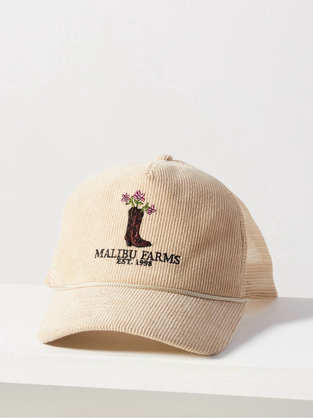 NWT Anthropologie Coney Island Picnic Malibu Farms Corduroy Trucker Hat